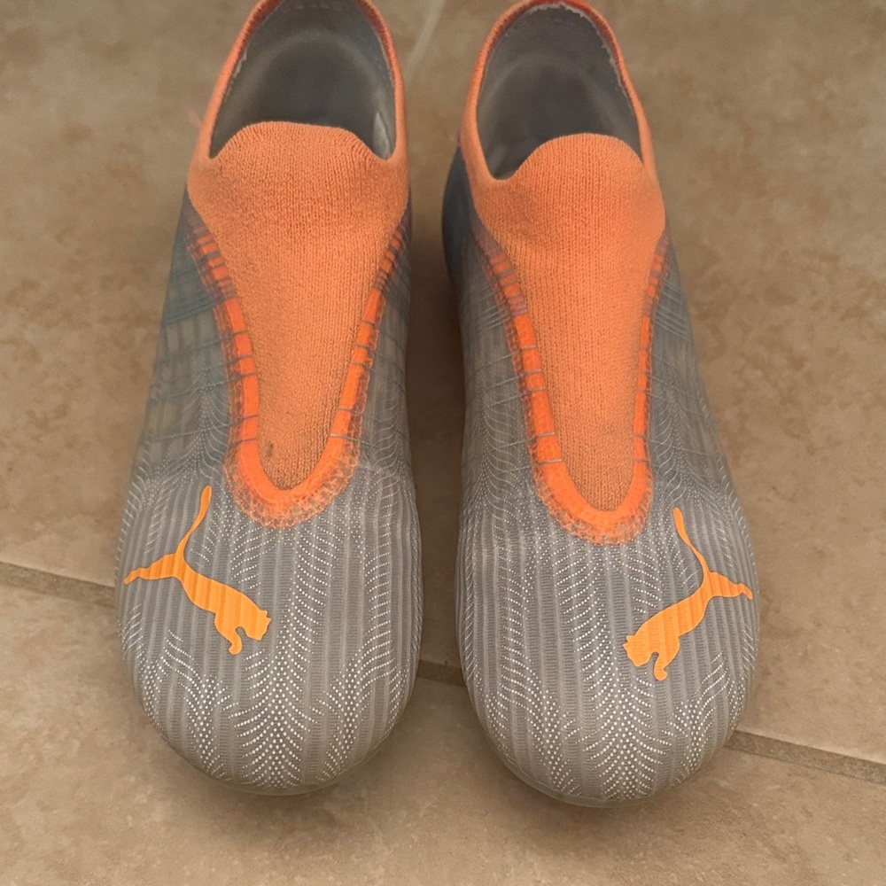 Puma Vibrant Orange and Gray Cleats